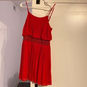 red spaghetti strap dress with ruffles and sequin middle, medium